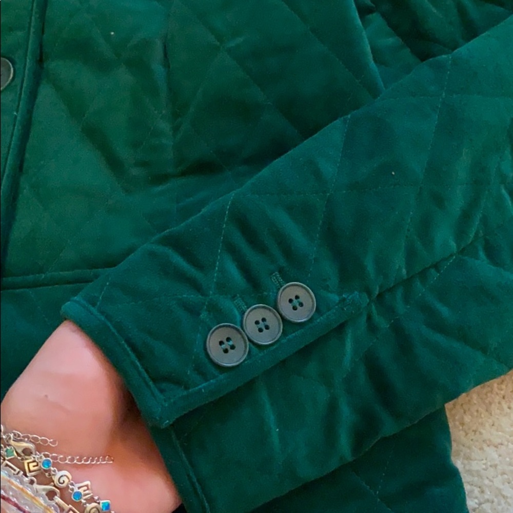 Green velvet button down coat - Picture 7 of 9